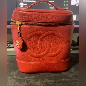 1997 Coco Chanel Logo Embossed Vanity Bag
